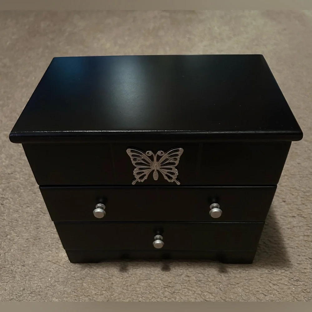 Black Jewelry Organizer with Butterfly Accent